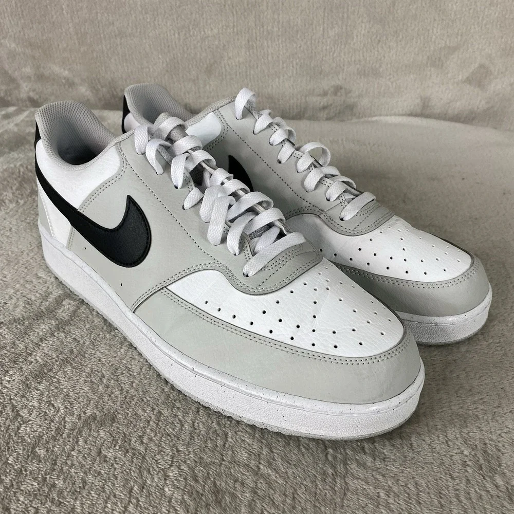 Nike Court Vision Mens Sneakers Shoes Size 13 Grey Fog White Next Nature Leather